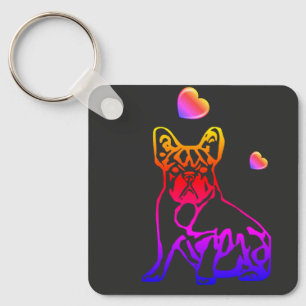 Französische Bulldogge Comic Key Ring