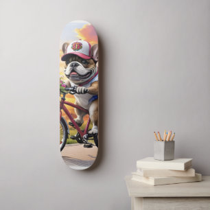 Französische Bulldogge Fahrrad French Bulldog Skateboard