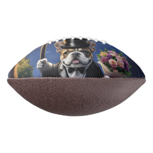 Französische Bulldogge French Bulldog Blumenstrauß American Football