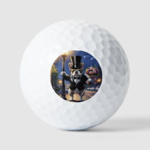 Französische Bulldogge French Bulldog Blumenstrauß Golf Balls