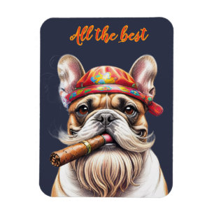 Französische Bulldogge French Bulldog Hippie Magnet