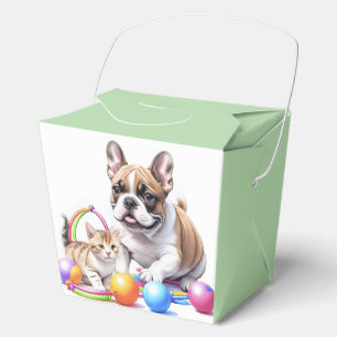 Französische Bulldogge French Bulldog mit Katze Favour Box