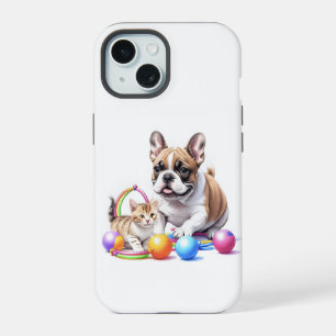 Französische Bulldogge French Bulldog mit Katze iPhone 15 Case