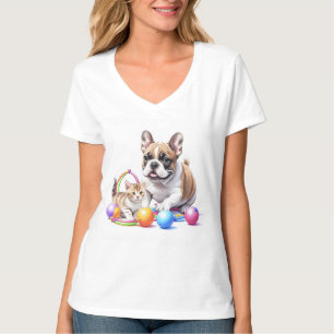 Französische Bulldogge French Bulldog mit Katze T-Shirt