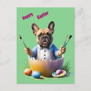 Französische Bulldogge Grußkarte Ostern Postcard