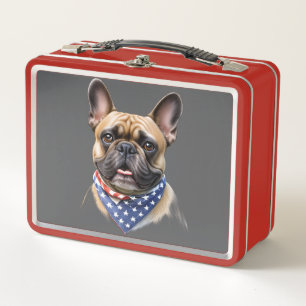 Französische Bulldogge Halstuch Amerika Metal Lunch Box