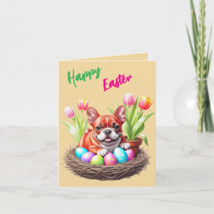 Französische Bulldogge Happy Easter French Bulldog Holiday Card