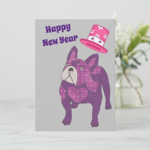 Französische Bulldogge Happy New Year  Holiday Card