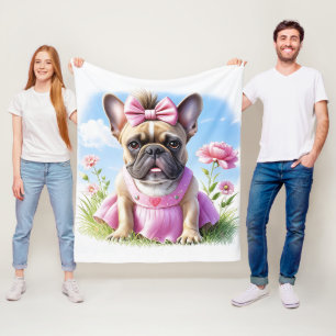 Französische Bulldogge Hündin mit Haarschleife Fleece Blanket