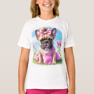 Französische Bulldogge Hündin mit Haarschleife T-Shirt