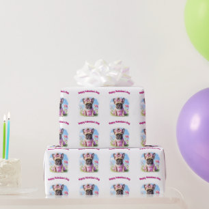 Französische Bulldogge Hündin mit Haarschleife Wrapping Paper