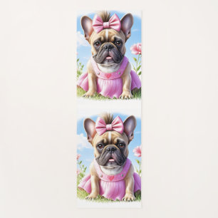 Französische Bulldogge Hündin mit Haarschleife Yoga Mat