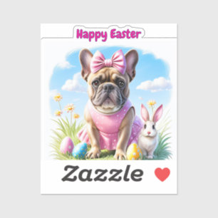 Französische Bulldogge Hündin mit Osterhase 