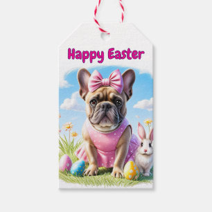 Französische Bulldogge Hündin mit Osterhase Gift Tags