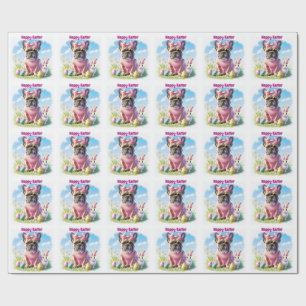 Französische Bulldogge Hündin mit Osterhase Wrapping Paper