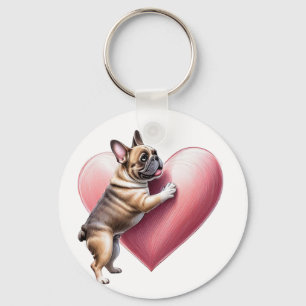 Französische Bulldogge I love you Key Ring