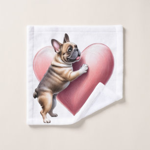 Französische Bulldogge I love you Wash Cloth