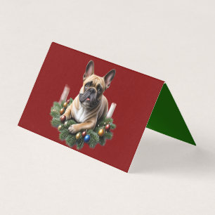 Französische Bulldogge im Adventskranz 