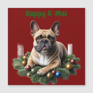 Französische Bulldogge im Adventskranz