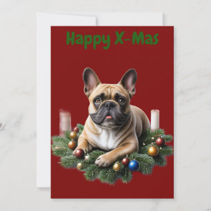 Französische Bulldogge im Adventskranz