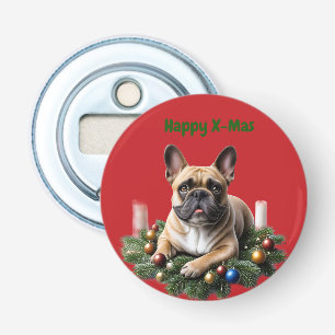 Französische Bulldogge im Adventskranz Bottle Opener