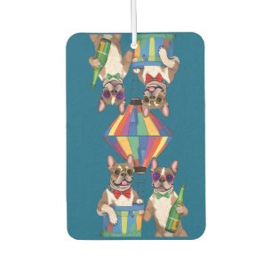 französische Bulldogge im Heißluftballon  Car Air Freshener