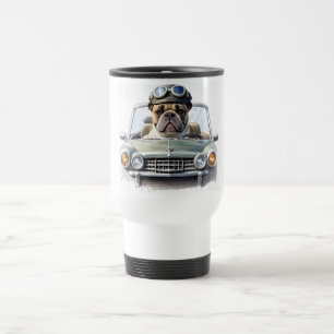 Französische Bulldogge im Oldtimer Travel Mug