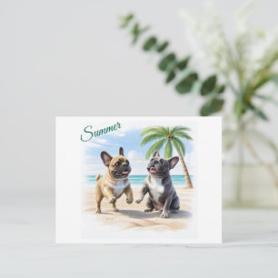 französische Bulldogge im Sommer  Announcement Postcard