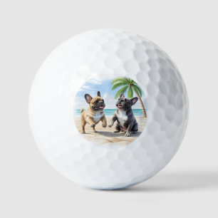 französische Bulldogge im Sommer Golf Balls