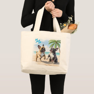 französische Bulldogge im Sommer  Large Tote Bag