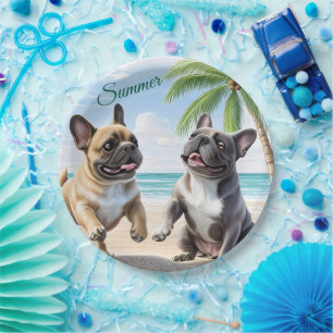 französische Bulldogge im Sommer Paper Plate