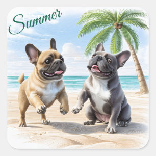 französische Bulldogge im Sommer Square Sticker
