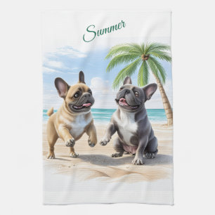 französische Bulldogge im Sommer Tea Towel