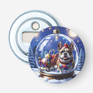 Französische Bulldogge in Weihnachtskugel Bottle Opener