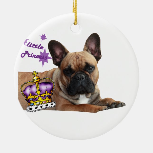 Französische Bulldogge Kleine Prinzessin  Ceramic Tree Decoration (Back)