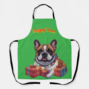 Französische Bulldogge Lichterkette Weihnachten  Apron