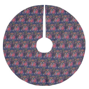 Französische Bulldogge Lichterkette Weihnachten Brushed Polyester Tree Skirt