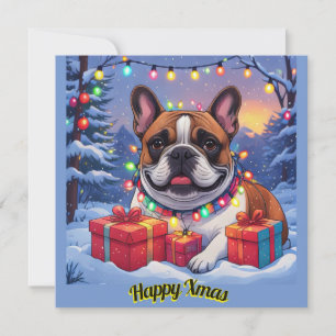 Französische Bulldogge Lichterkette Weihnachten Holiday Card