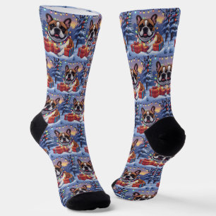 Französische Bulldogge Lichterkette Weihnachten  Socks