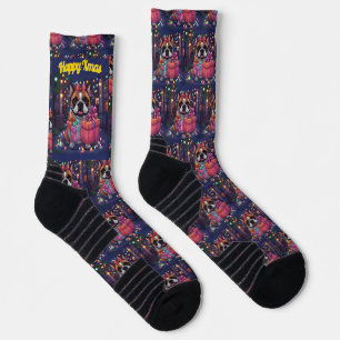 Französische Bulldogge Lichterkette Weihnachten Socks