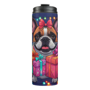 Französische Bulldogge Lichterkette Weihnachten Thermal Tumbler