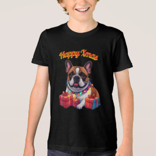 Französische Bulldogge Lichterkette Weihnachten  Tri-Blend Shirt