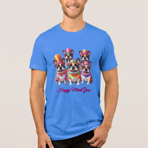 Französische Bulldogge Mardi Gras French Bulldog Tri-Blend Shirt
