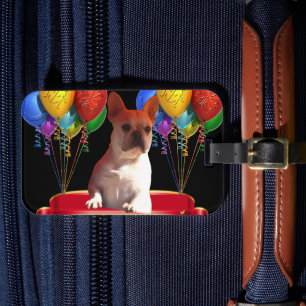 französische Bulldogge mit Ballons   Luggage Tag