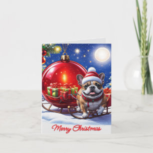 Französische Bulldogge mit Christbaumkugel Invitation