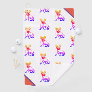 Französische Bulldogge mit Herz Comic Golfhandtuch Golf Towel