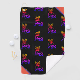 Französische Bulldogge mit Herz Comic Golfhandtuch Golf Towel