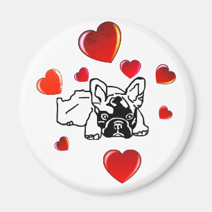 Französische Bulldogge mit Herz Magnet