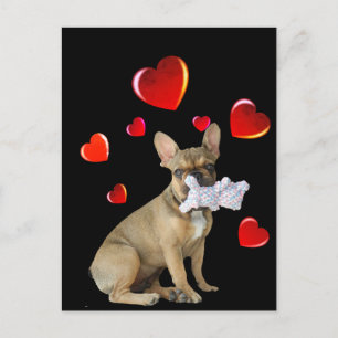 Französische Bulldogge mit Herz Postkarte Postcard