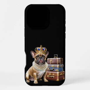 französische Bulldogge mit Koffer und Perlen iPhone 16 Pro Max Case